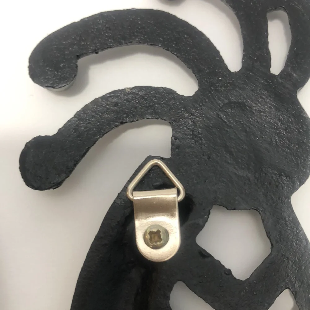 Kokopelli Set Of Two Black Cast Iron Wall Hangings With Coat Hooks
